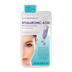 Skin Republic Hyaluronic Acid & Collagen Face Mask Sheet 25ml Pack of 10