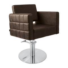 Lotus Washington Brown Styling Chair Round Silver Base