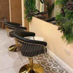 Lotus Poppy Black Styling Chair Round Gold Base