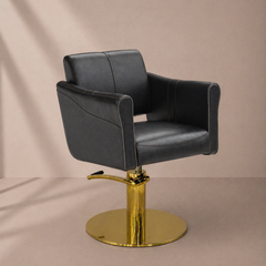 Lotus Chilton Black Styling Chair With Round Gold Base