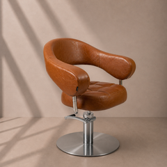 Lotus Corby Brown Styling Chair Round Silver Base