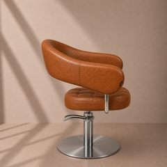 Lotus Corby Brown Styling Chair Round Silver Base