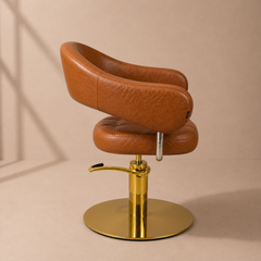Lotus Corby Brown Styling Chair Round Gold Base