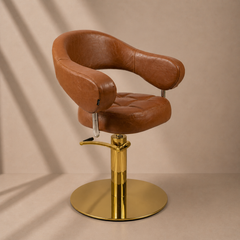 Lotus Corby Brown Styling Chair Round Gold Base