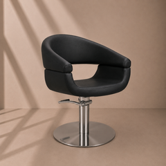 Lotus Chicago Black Styling Chair Round Silver Base