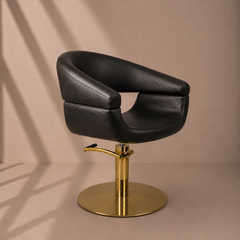 Lotus Chicago Black Styling Chair Round Gold Base