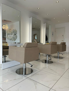 Lotus Murray Caramel Styling Chair Square Silver Base