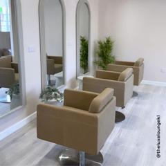 Lotus Murray Caramel Styling Chair Round Silver Base