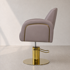 Lotus Darcy Taupe Styling Chair Round Gold Base