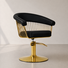 Lotus Poppy Black Styling Chair Round Gold Base