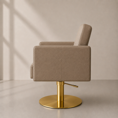 Lotus Murray Caramel Styling Chair Round Gold Base
