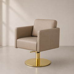 Lotus Murray Caramel Styling Chair Round Gold Base