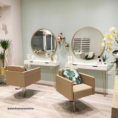 Lotus Murray Caramel Styling Chair Round Silver Base