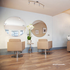 Lotus Murray Caramel Styling Chair Round Silver Base