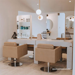 Lotus Murray Caramel Styling Chair Round Silver Base