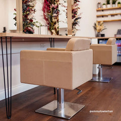 Lotus Murray Caramel Styling Chair Square Silver Base