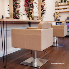 Lotus Murray Caramel Styling Chair Round Gold Base