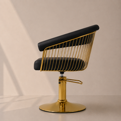 Lotus Poppy Black Styling Chair Round Gold Base