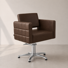 Lotus Washington Brown Styling Chair 5 Star Silver Base