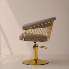 Lotus Poppy Taupe Styling Chair Round Gold Base