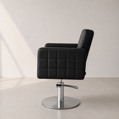 Lotus Washington Black Styling Chair Round Silver Base