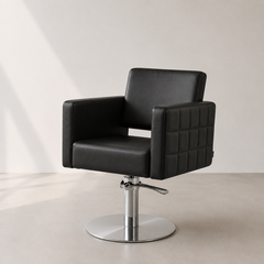 Lotus Washington Black Styling Chair Round Silver Base