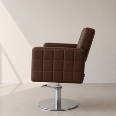 Lotus Washington Brown Styling Chair Round Silver Base