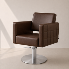 Lotus Washington Brown Styling Chair Round Silver Base