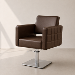 Lotus Washington Brown Styling Chair Square Silver Base