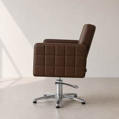 Lotus Washington Brown Styling Chair 5 Star Silver Base