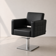 Lotus Washington Black Styling Chair Square Silver Base