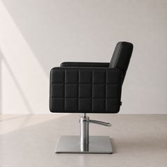 Lotus Washington Black Styling Chair Square Silver Base