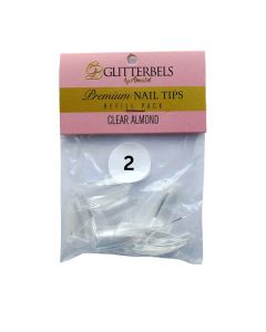 Glitterbels Clear Almond Nail Tips Size 2 (x50)
