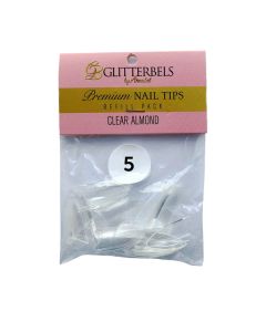 Glitterbels Clear Almond Nail Tips Size 5 (x50)