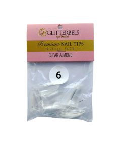 Glitterbels Clear Almond Nail Tips Size 6 (x50)