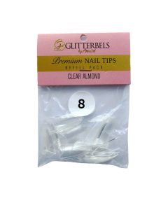 Glitterbels Clear Almond Nail Tips Size 8 (x50)