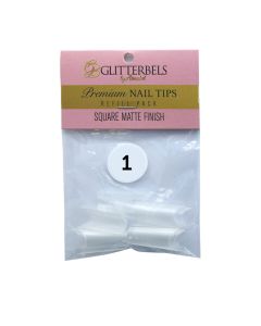 Glitterbels Square Matte Finish Nail Tips Size 1 (x50)