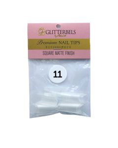 Glitterbels Square Matte Finish Nail Tips Size 11 (x50)