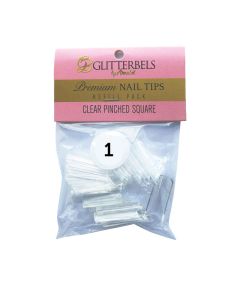 Glitterbels Clear Pinched Square Nail Tips Size 1 (x50)