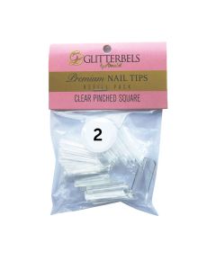 Glitterbels Clear Pinched Square Nail Tips Size 2 (x50)