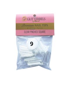 Glitterbels Clear Pinched Square Nail Tips Size 9 (x50)