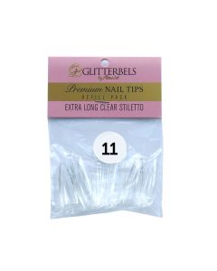 Glitterbels Extra Long Clear Stiletto Nail Tips Size 11 (x50)