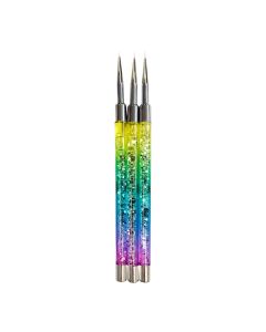 Glitterbels Rainbow Fine Detailer Brush Set x 3 Bushes
