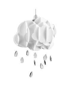Childrens Cloud & Rain Drops Pendant Shade White by ValueLights