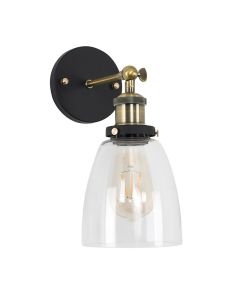 Ambrose Steampunk Antique Brass Black Single Wall Light by ValueLights