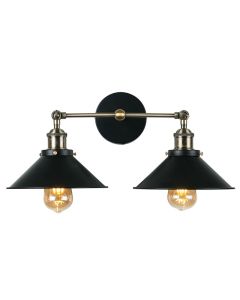 Colonial Steampunk Antique Brass Black Twin Wall Light by ValueLights
