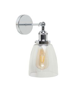 Ezrah Chrome Wall Light With Tall Domed Glass Shade by ValueLights