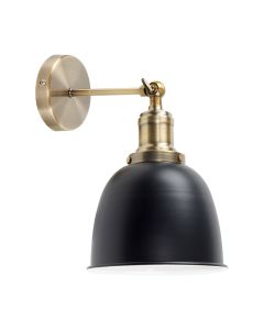 Wilhelm Antique Brass Style Wall Light Black Metal Shade by ValueLights
