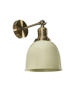 Wilhelm Antique Brass Style Wall Light Cream Metal Shade by ValueLights