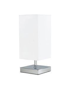 Yuko Square Chrome Touch Table with White Shade by ValueLights
